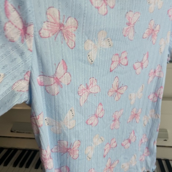 George Light Blue Top with Pink Butterfly Print Girls XL (14-16) - Picture 7 of 12